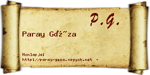 Paray Géza névjegykártya